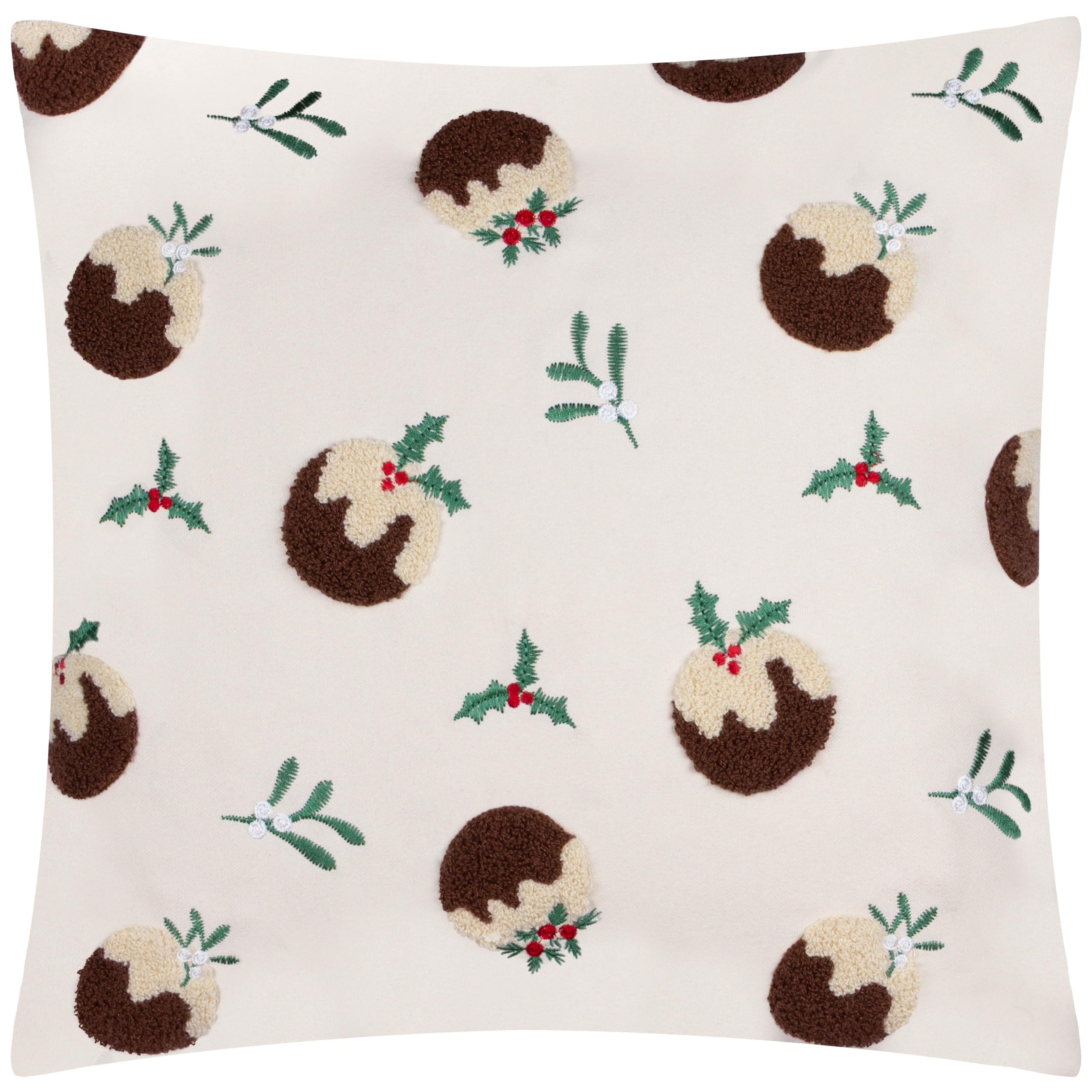 furn. Puddings Cushion Cover – Festive Christmas Tufted Textured Decorative Cushion Cover with Velvet Reverse (Multicolour - 45x45cm)