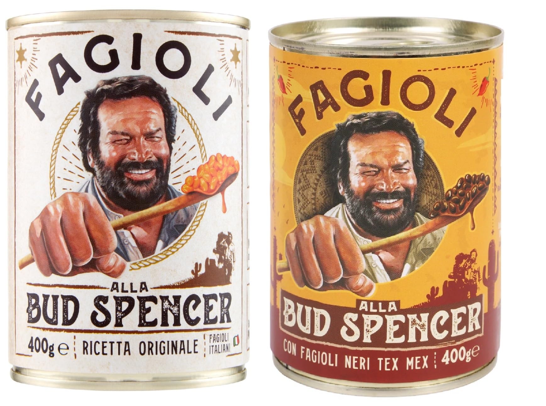 Fagioli alla Bud Spencer - Frijoles cocinados en salsa, caja 400 g, Receta italiana original o Tex-Mex (fagioli neri) Listos para calentar, Fuente de proteínas, 6 x 400 g + Italian Gourmet Polpa 400 g