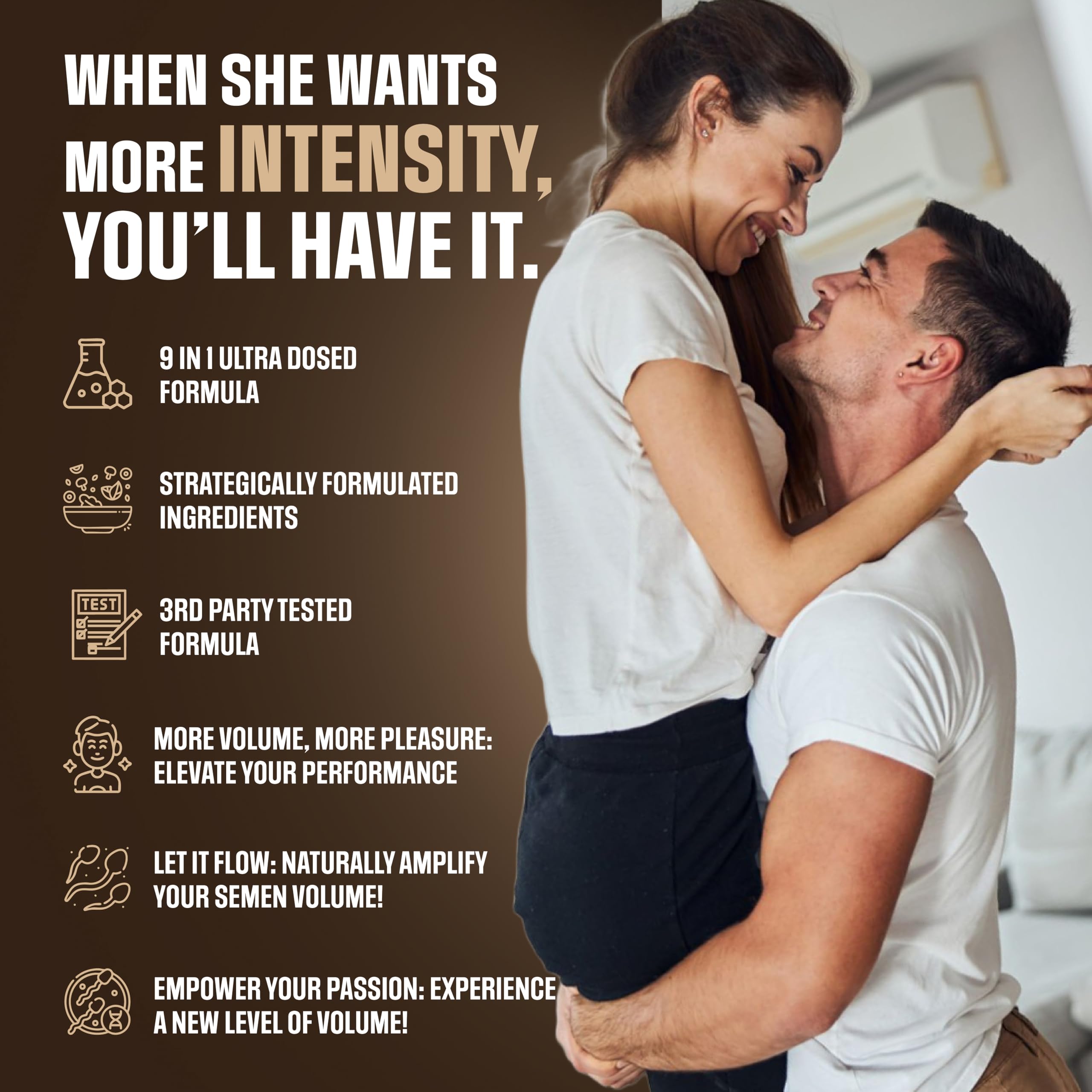 Semen Fertility Enhancer for Men - Help Amplify Semen & Overall Health - Assists T-Levels for Male Vitality, Blood Flow Support & Performance - 3rd Party Tested Supplement - 60 Capsules — Amazon image 3