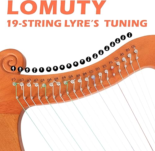 Miniatura 8 de LOMUTY Arpa de lira 16 cuerdas de metal con llave de afinación, instrumentos de arpa, arpa de regazo es un regalo para amantes de la música,