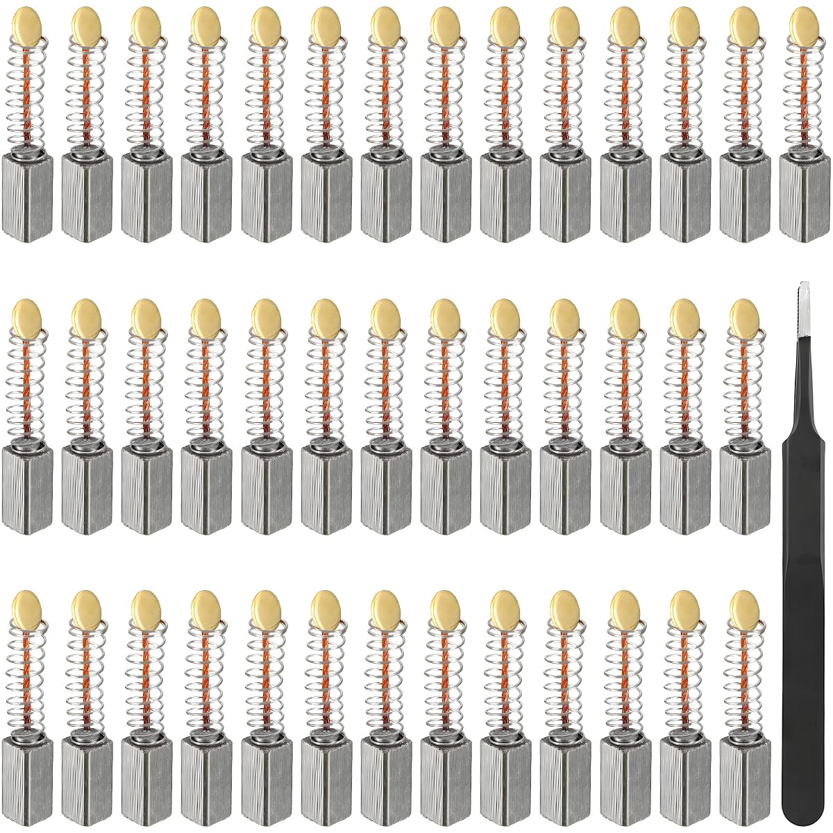ZHUROUPU 40Pcs Replacement Carbon Brushes 4.9 x 4.9 x 10.5mm for Electric Motor, Universal Carbon Brushes for Angle Grinders, Hand Drill, Blower, Blender, Circular Saw, Electric Power Tool with Tools