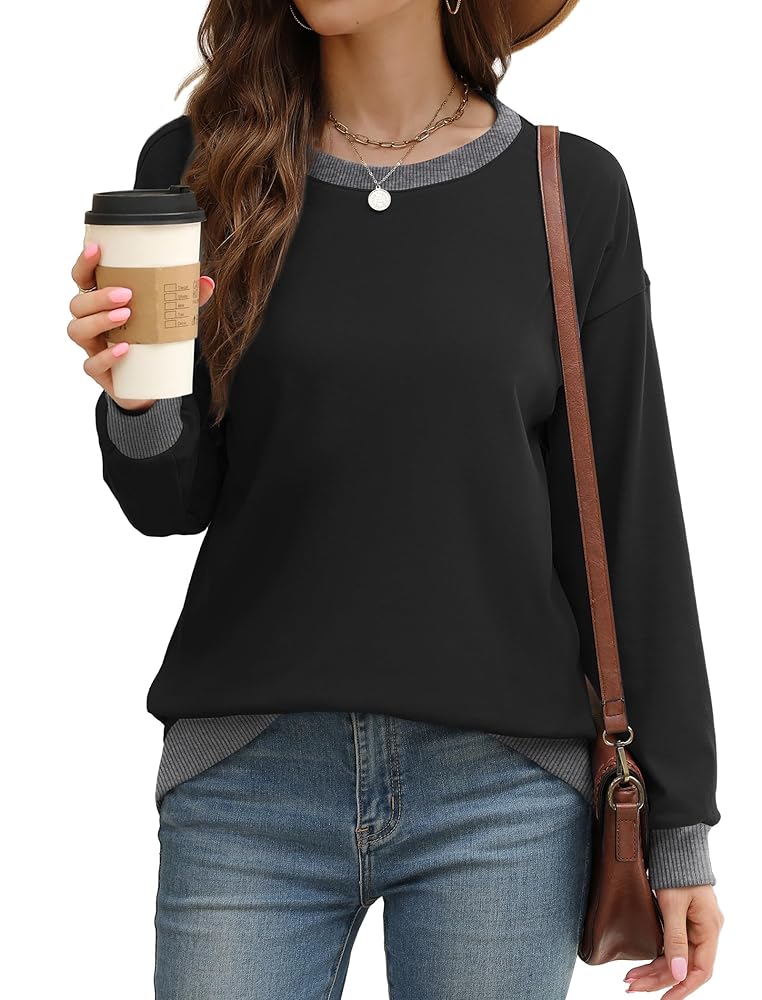 Amazon.com: Saloogoe Womens Sweatshirts No Hood Color Block
