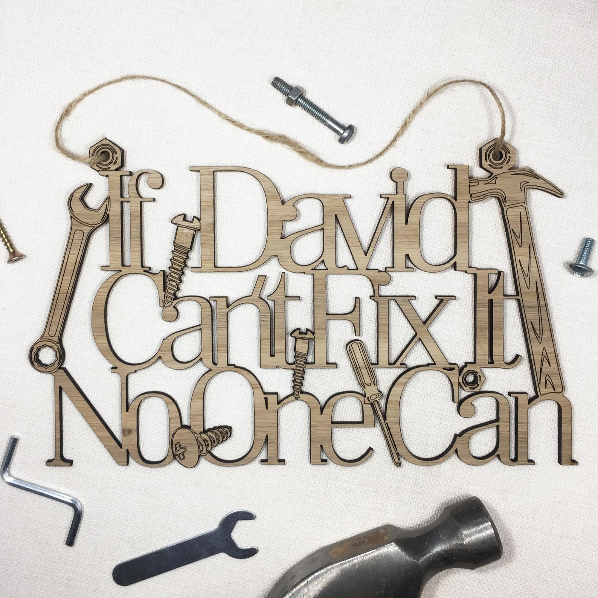 Personalised "If Name Can't Fix It, No One Can" Wall Decoration 28cm Wide Shed Sign - Add your own name