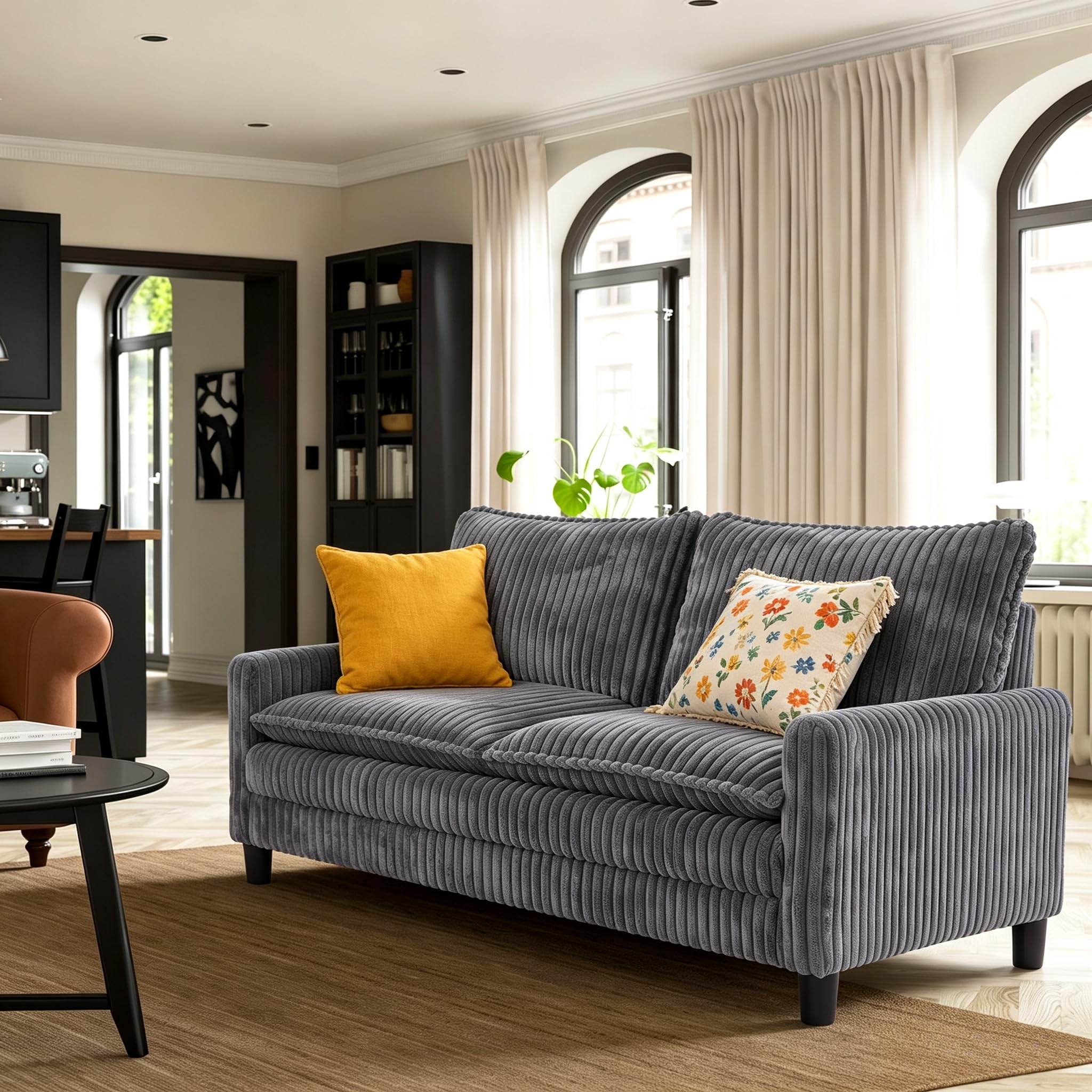2 Seater Sofa, Small Fabric Couch Modern Loveseat, 142 cm Width Settee