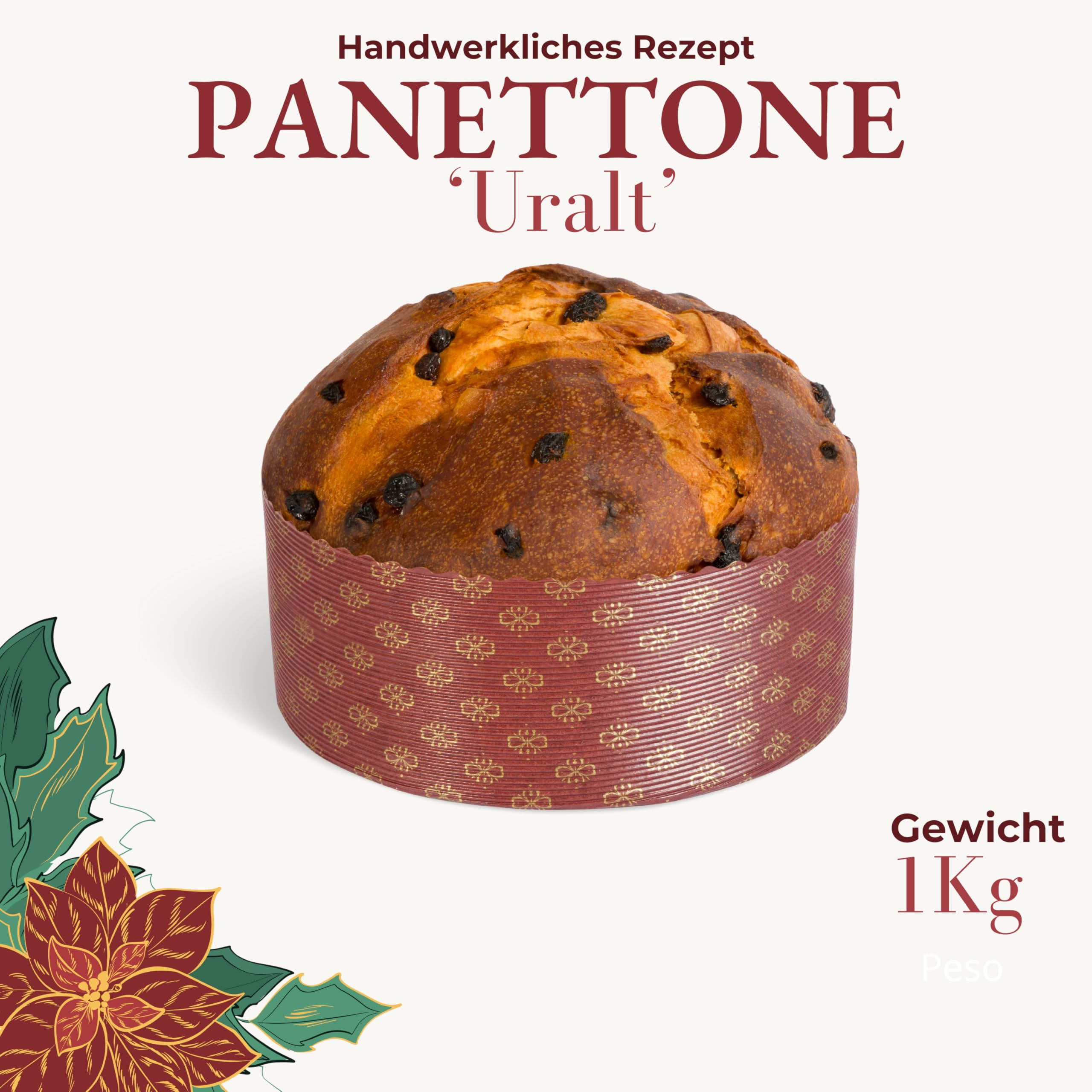 Artisan Panettone 1 kg – Klassischer Panettone, Pasticceria Fraccaro 1932, mit kandierten Früchten und Rosinen, natürlich gesäuerter Mailänder Panettone mit Mutterhefe, Tin Line