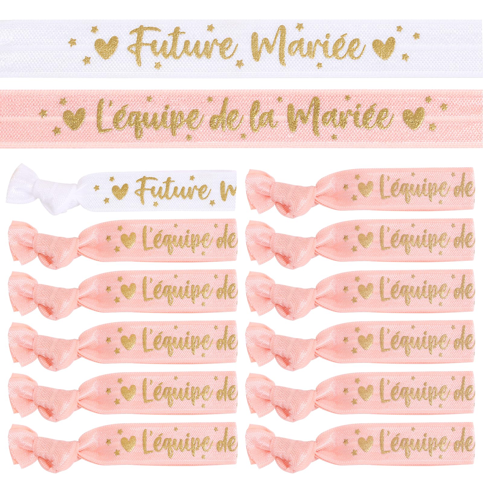 Lot 12 Bracelets EVJF JGA Réglables – Kit Mariée & Équipe Bride To Be Rose & Or