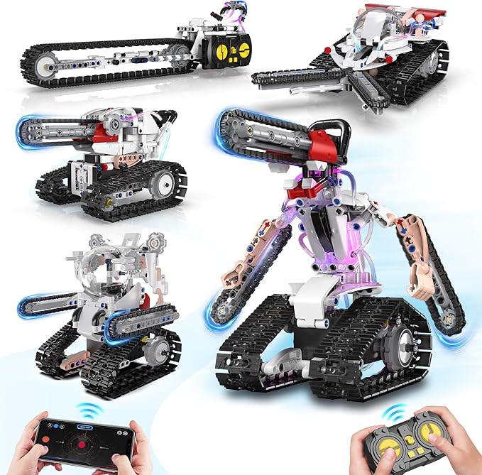 5 in 1 STEM RC Robot Building Kit for Boys, APP & Remote Control Erector Set RC Toys for Kids Blocks 419 Pcs, DIY Build Science Educational Gift for Age 6 7 8 9 10 11 12+ Boys & Girls