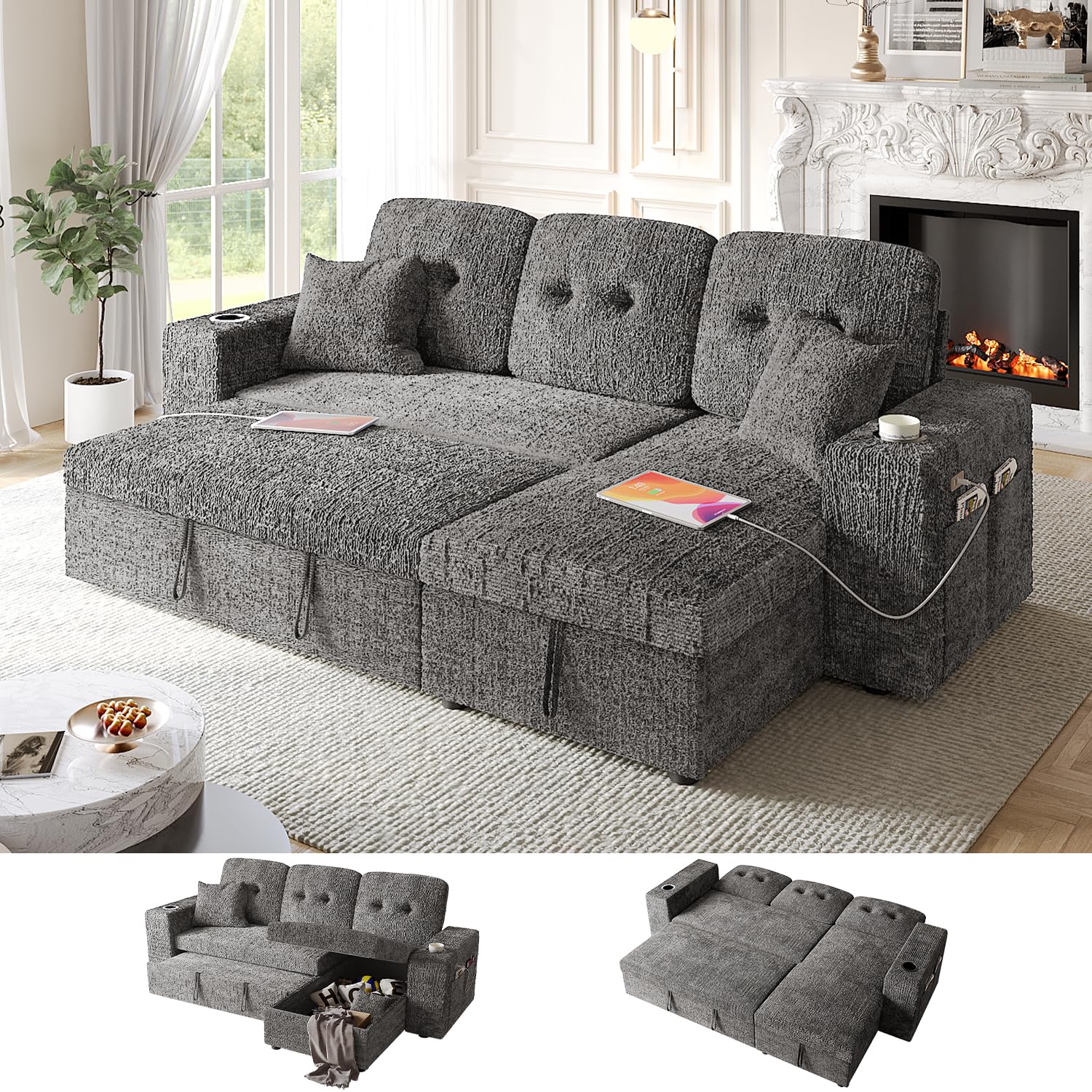 Bonroyo 90 Inch Modular Sectional Sleeper Sofa