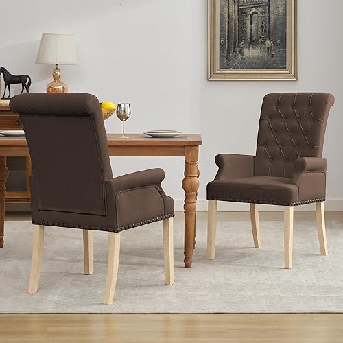 Miniatura 21 de LOULENS Lujosas sillas de comedor de terciopelo, modernas sillas de comedor tapizadas copetudas, reposabrazos con patas de acero inoxidable para