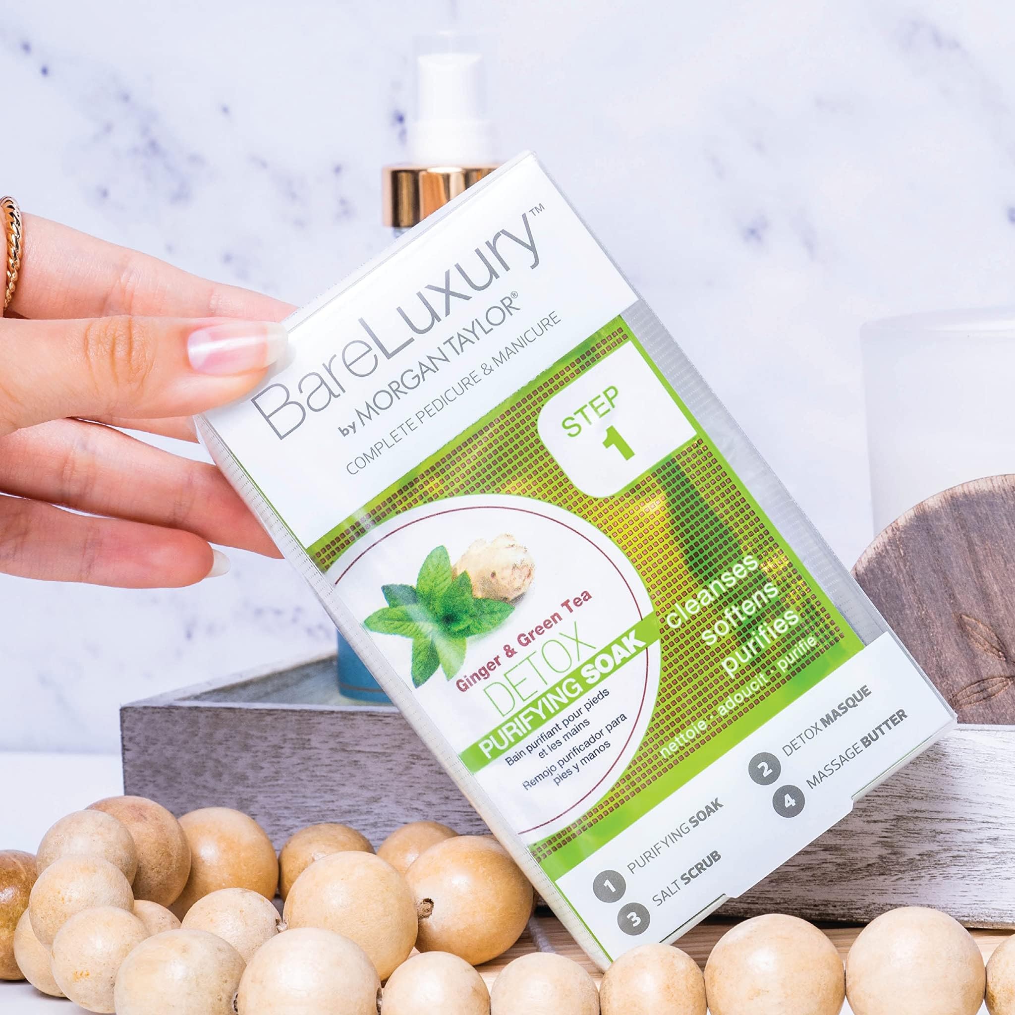 BareLuxury Pedi & Mani Spa Kit - Ginger & Green Tea -3
