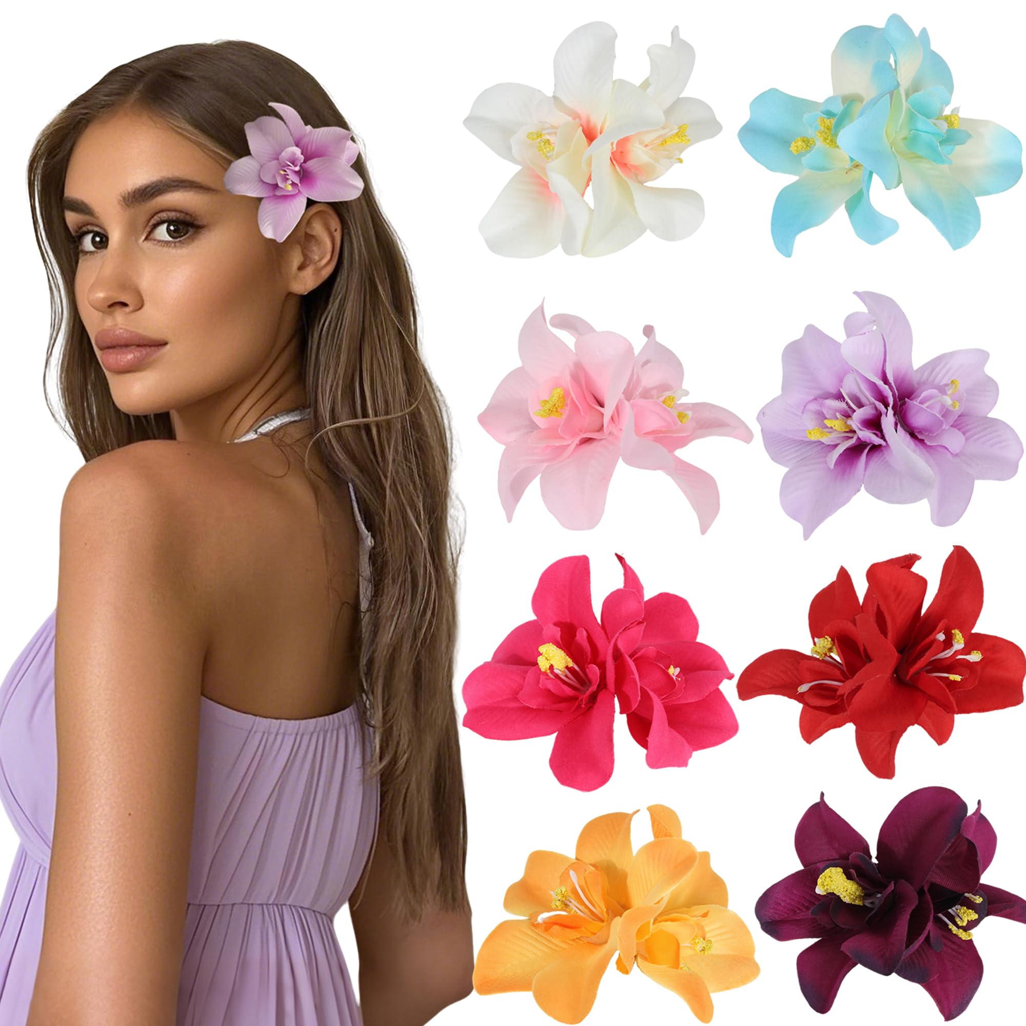 Photo 1 of VRbeatter Hawaiian Flower Hair Clips (8 pcs)