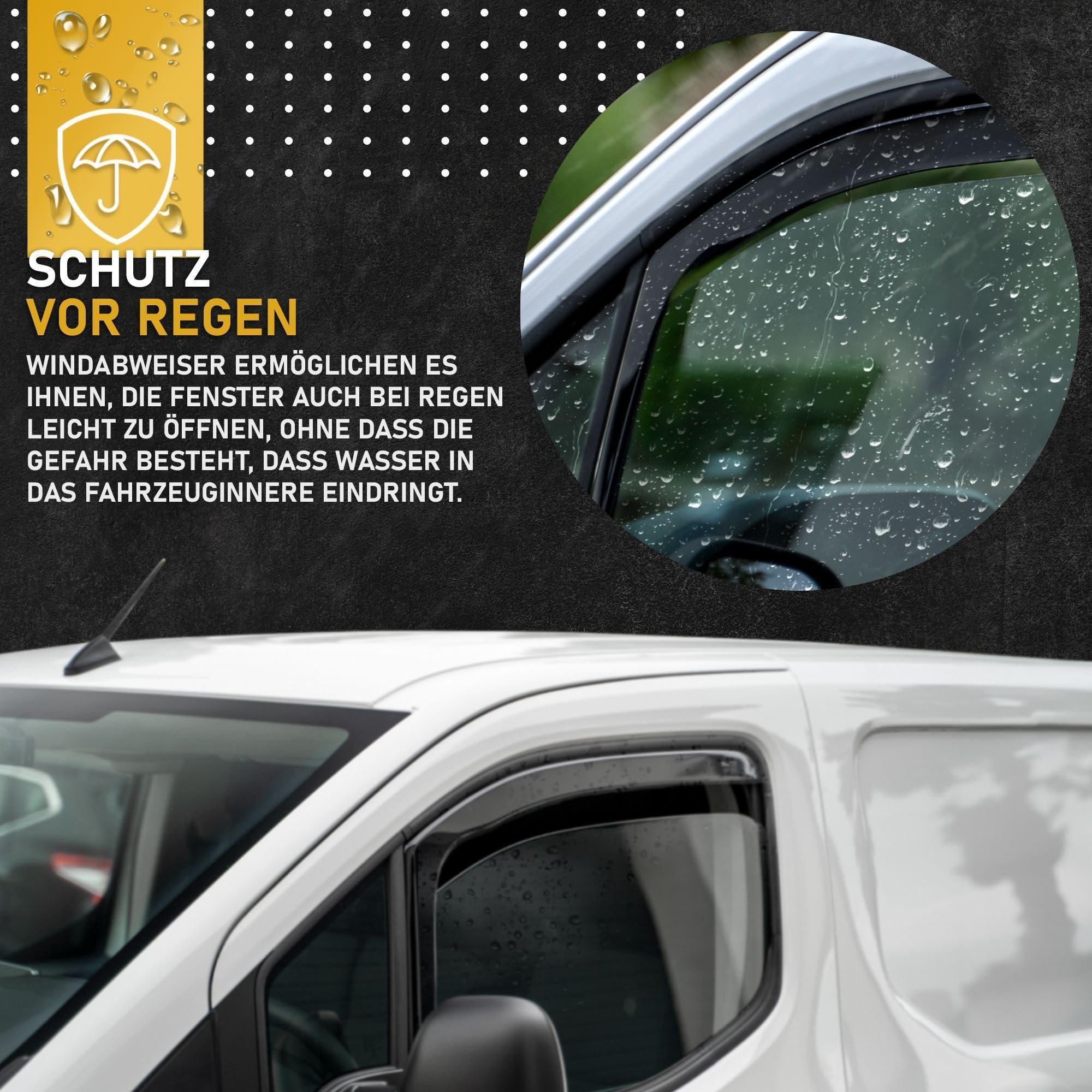 HEKO - Kompatibel mit Dodge RAM 1500 Pick-up 2009-2018; Seitenscheiben-Windabweiser; 4 STK.; Regenabweiser, Windabweiser, Getönt, Stromlinienförmig; Einfache Montage; Schutz vor Wind und Regen