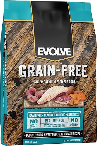 Evolve Alimento para perros de pato, batata y venado sin granos, 11 libras