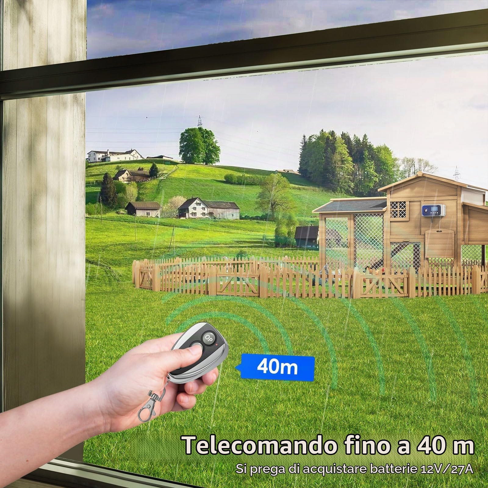 pollaio,porta automatica per pollaio,apriporta con sensore di luce, apertura timer e controller,Batteria e 220V alimentatore forza di trazione massima 4 kg