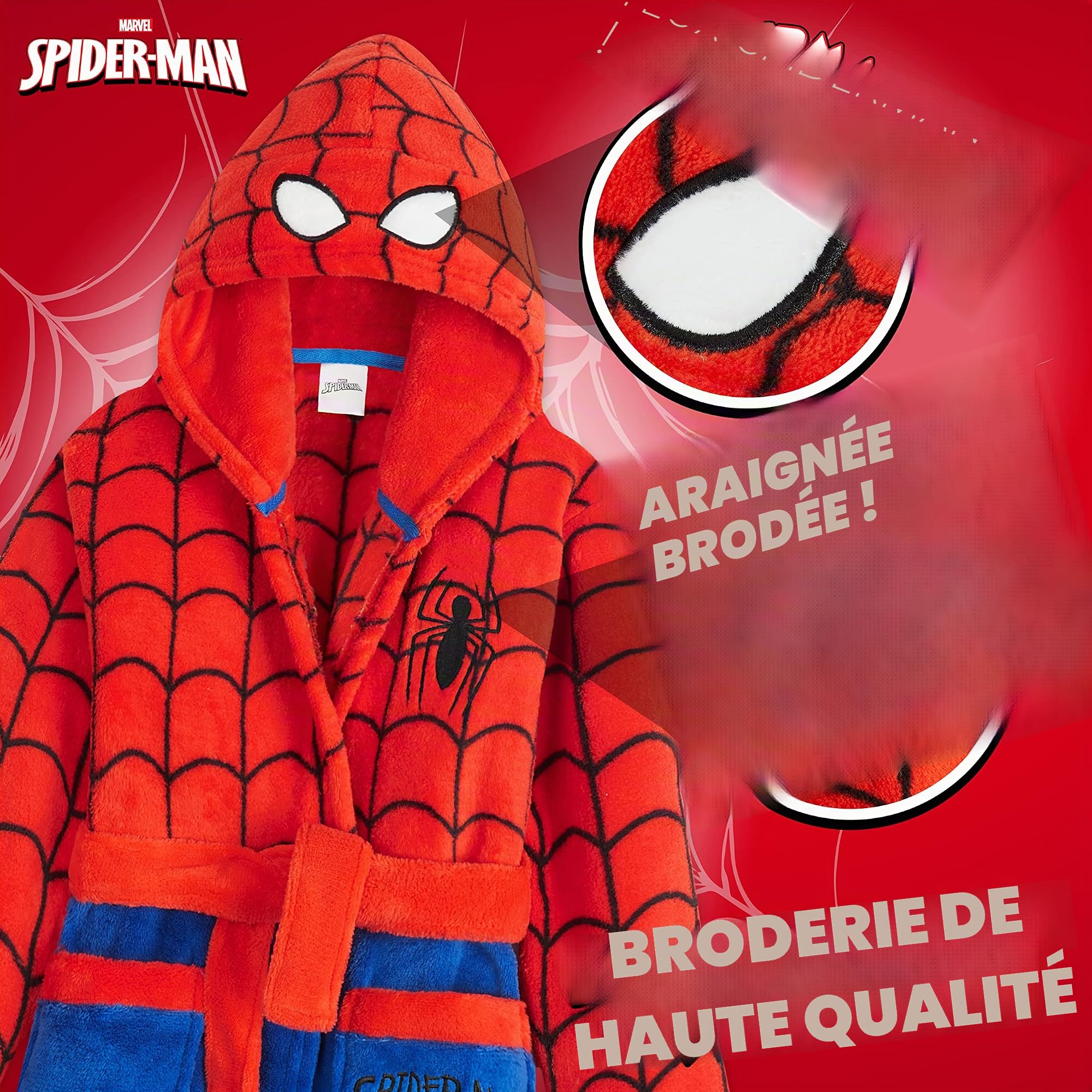 Marvel Robe de Chambre Enfant Garçon Spiderman - Peignoir Enfant Polaire