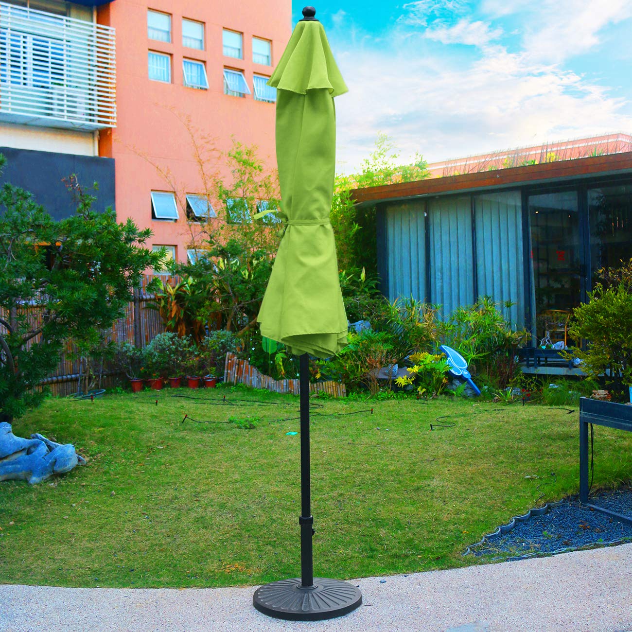 Sunnyglade Parasol tarasowy, na zewnątrz, parasol stołowy z 8 solidnymi żebrami (trawa zielona)