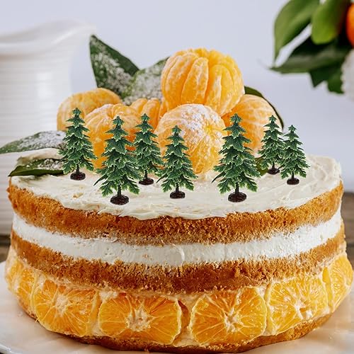 Miniatura 5 de Yuxung 60 piezas de mini árbol de Navidad artificial de 2.8 pulgadas con base de plástico, pequeñas decoraciones de árbol de Navidad para decoración