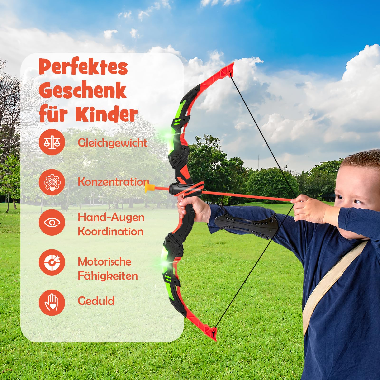 DREAMADE 2 Pack Pfeil und Bogen Spielzeug für Kinder mit LED Leuchten – 2 Bogen & 20 Saugnapfpfeile & 2 in 1 Zielscheibe & 2 Köcher, Bogenschießen Spielzeug Indoor und Outdoor für Jungen Mädchen