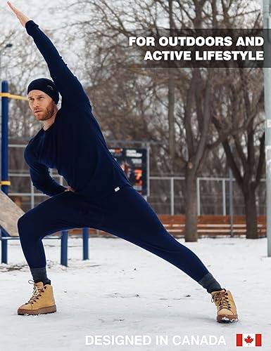 Miniatura 4 de Merino.tech Conjunto de capa base de lana merino para hombre, peso medio, pesado, ropa interior térmica de lana merino para hombre, parte superior