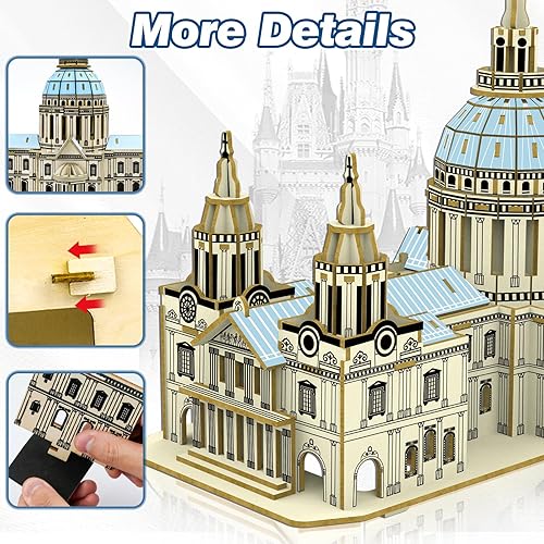 Miniatura 5 de Rompecabezas 3D para adultos y adolescentes a partir de 14 años, kits de modelos de construcción de la catedral de San Pablo de madera, rompecabezas