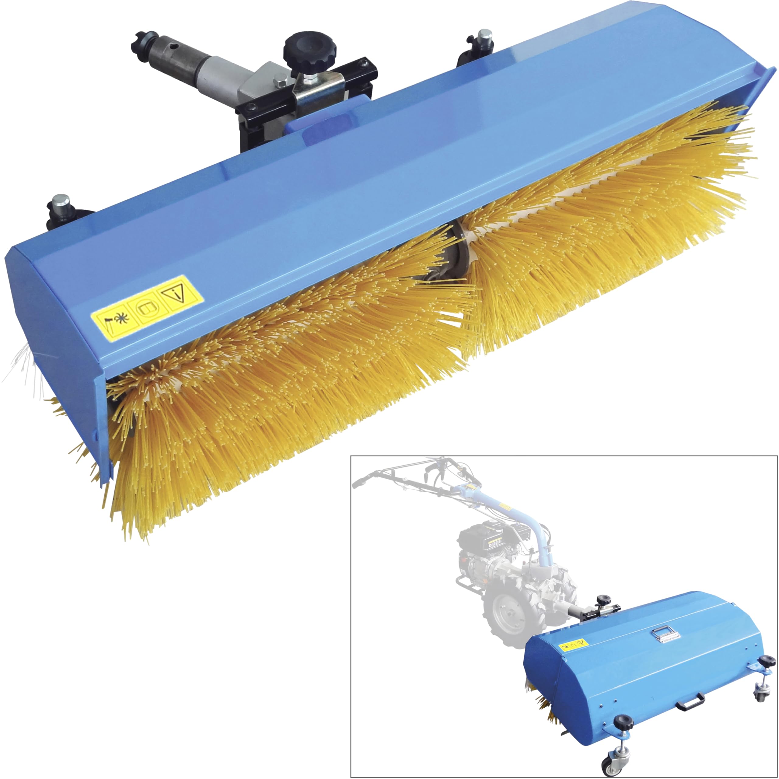 Güde Kehrmaschine GKM 900 2in1 (zum Kehren & Schneeräumen, Kehrwinkel & Kehrhöhe verstellbar, Bürstenbreite 900 mm, ø 320 mm, inkl. Kehrgutbehälter, passend zu Motoreinachser GME 6,5 V und GME 6,5 PS)