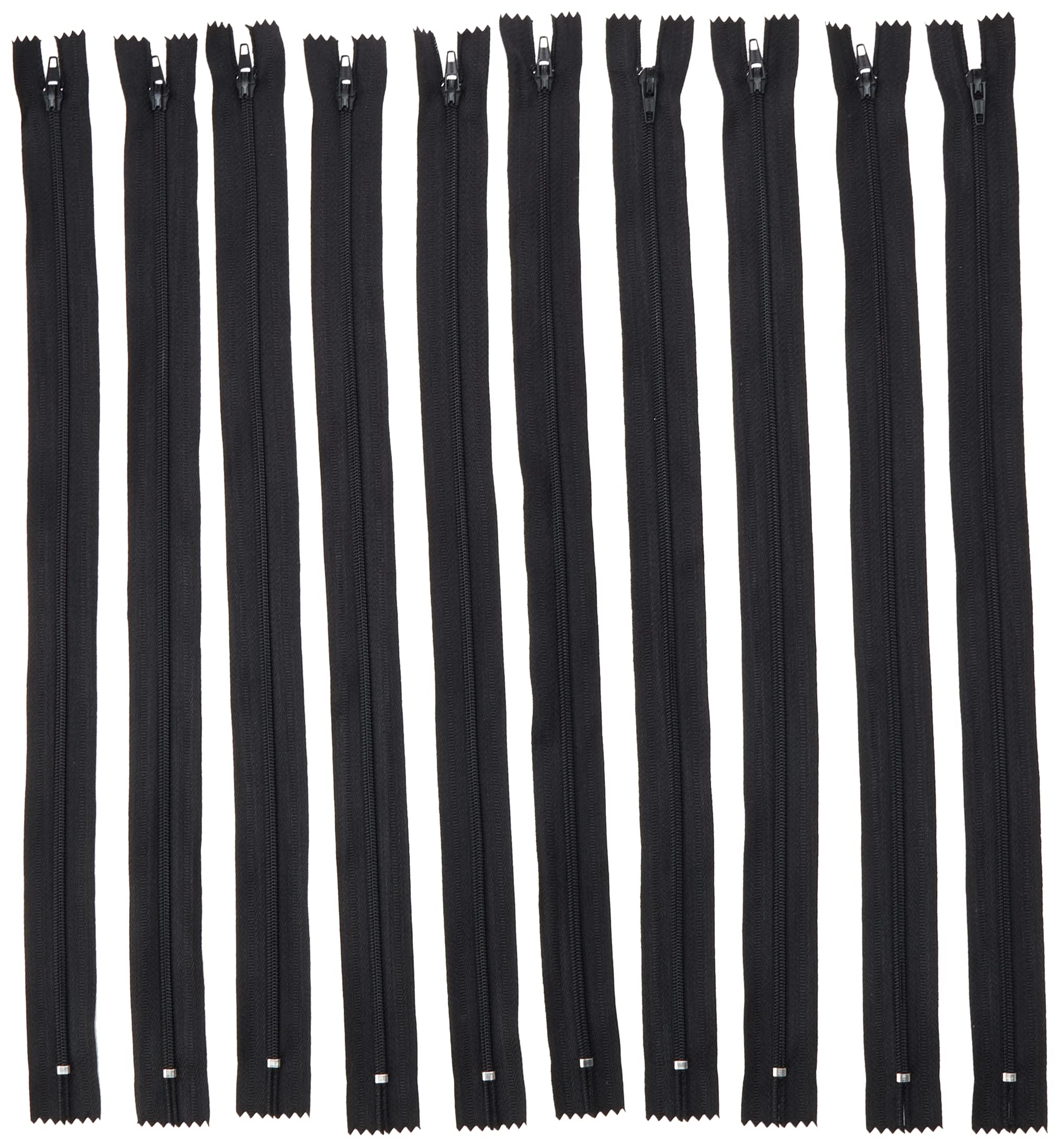 Trimz Black 40Cm (~16Inch) One Way End Stop Zip With 4Mm Teeth - X 10Pcs, Polyester, 40 Cm