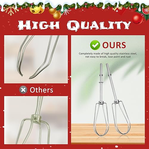 Miniatura 5 de Mezclador de mano de acero inoxidable Turbo batidores, W10490648 Batidores de repuesto para mezclador de mano por Fetechmate, paquete de 2 batidores