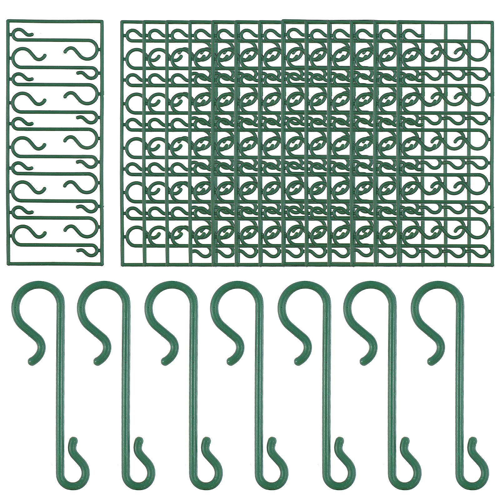 SUPVOX 100 pcs Ornaments Hook S-Shaped Mini Plastic Hangers Green Christmas Tree Hooks Decoration Accessories for Doll Bauble Craft - Image 3