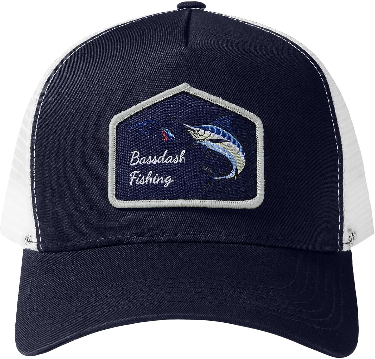 BASSDASH Trucker Hat Embroidered Patch Adjustable Baseball Cap Mesh Back Fishing Hat - Image 2