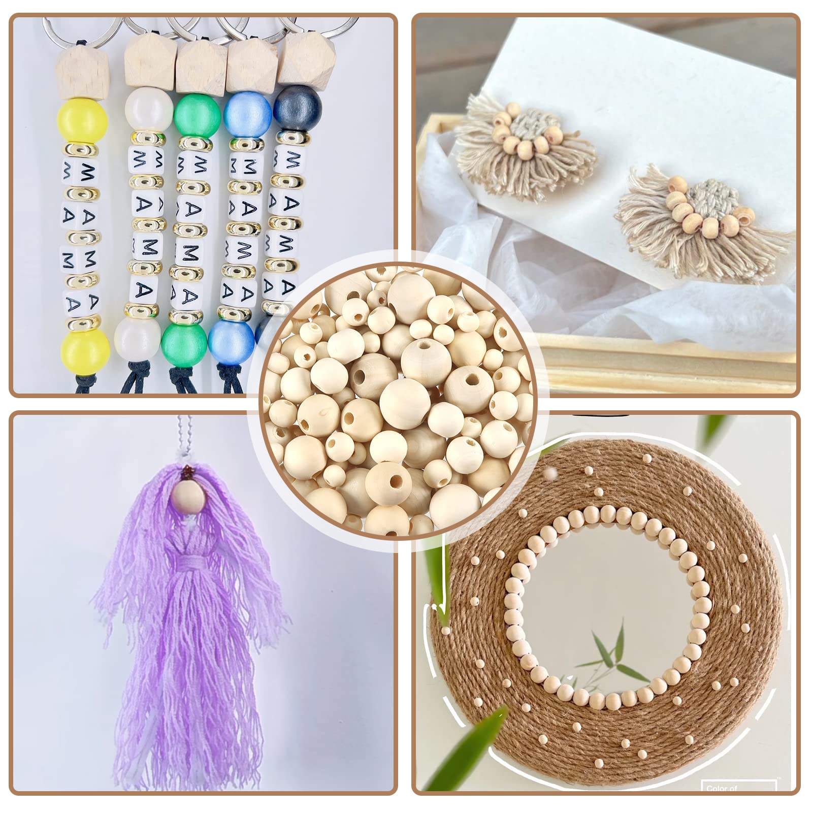 TOAOB 1000 Pezzi Perline Di Legno Naturale 6 Mm Palline Legna Con Foro - Foto 8