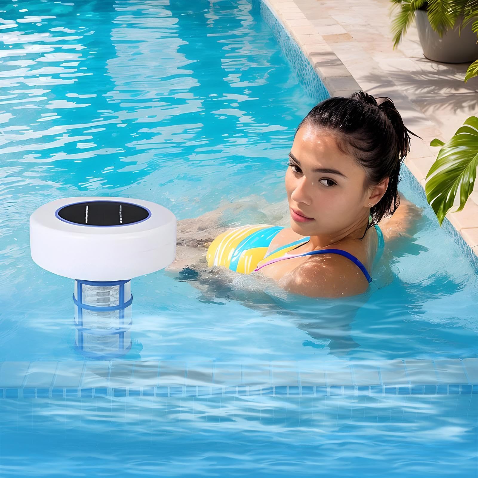 Ionizador De Piscina Solar, Purificador De Agua con Ionización De Cobre, Ionizador De Piscina De Limpiador De Agua con Energía Solar, Purificador De Iones De Plata De Cobre Y Limpiador De Piscinas