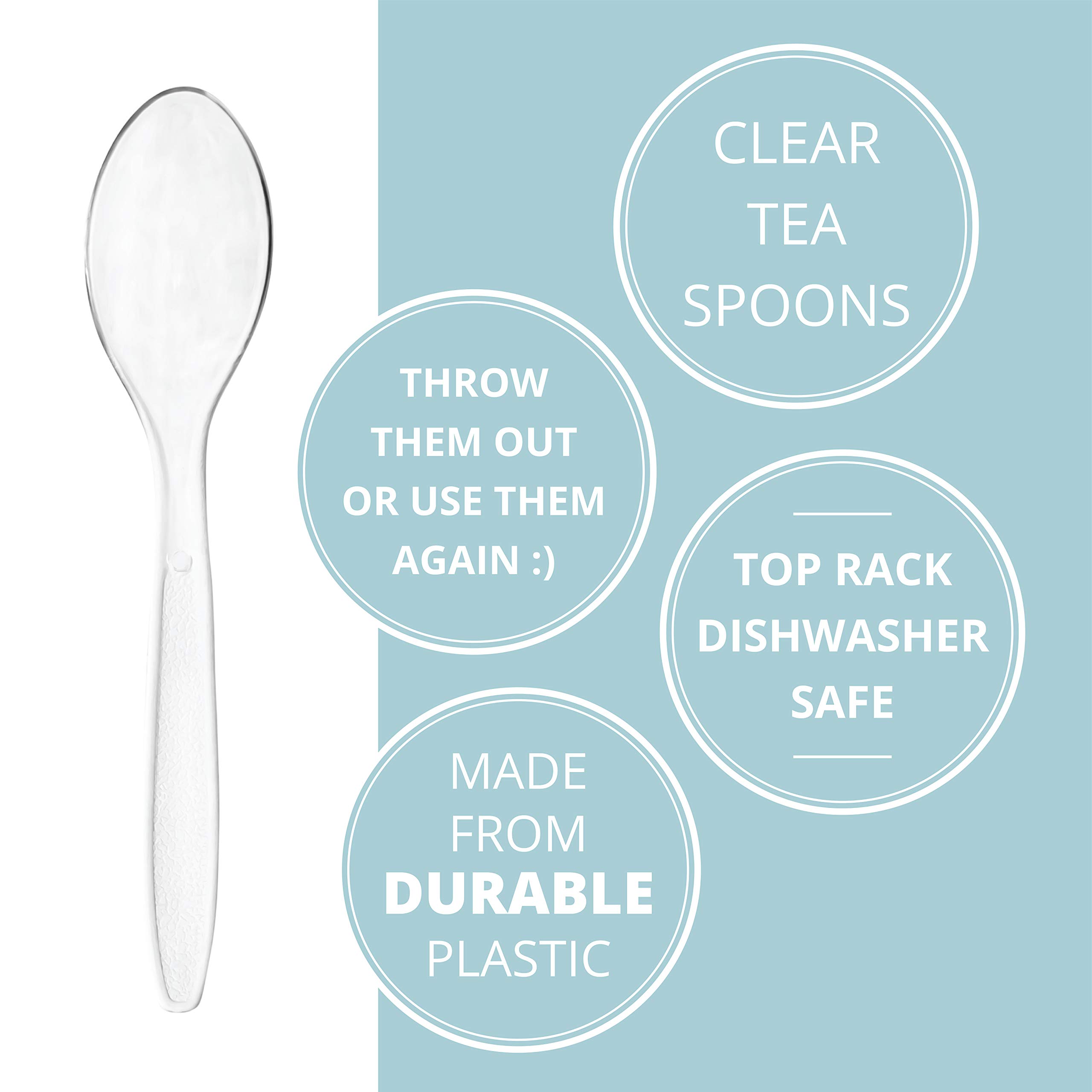 Lot 50 Cuillères Café Plastique Transparent – Robuste, Réutilisable, Vaisselle Jetable Élégante Pour Fêtes & Événements