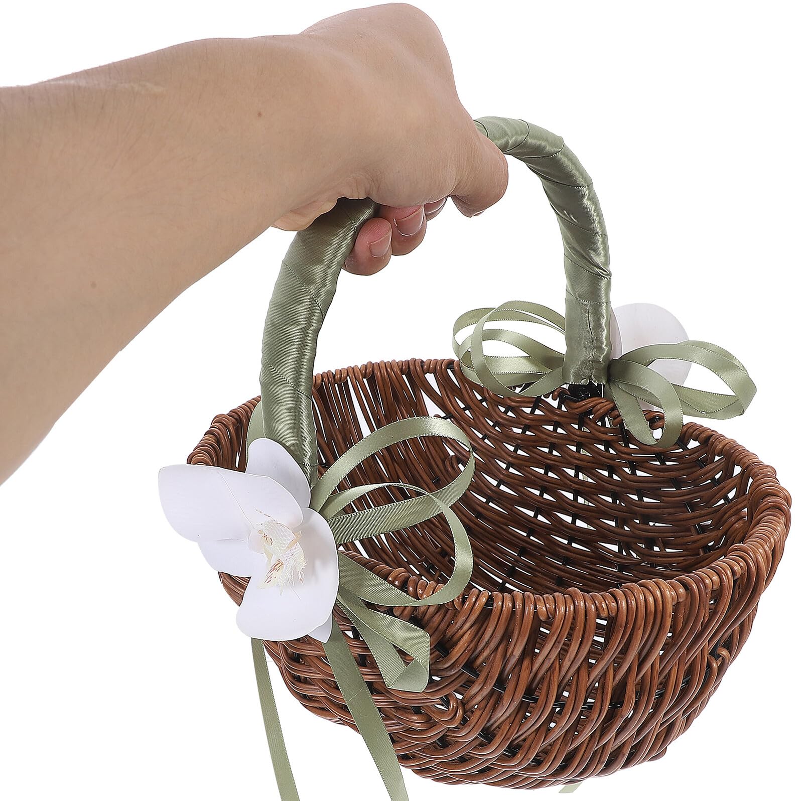 Handgefertigter Hochzeitsblumenkorb aus Kunststoff und Rattan Leicht und Verschleißfest für Blumenmädchen bei Strandhochzeiten oder Events