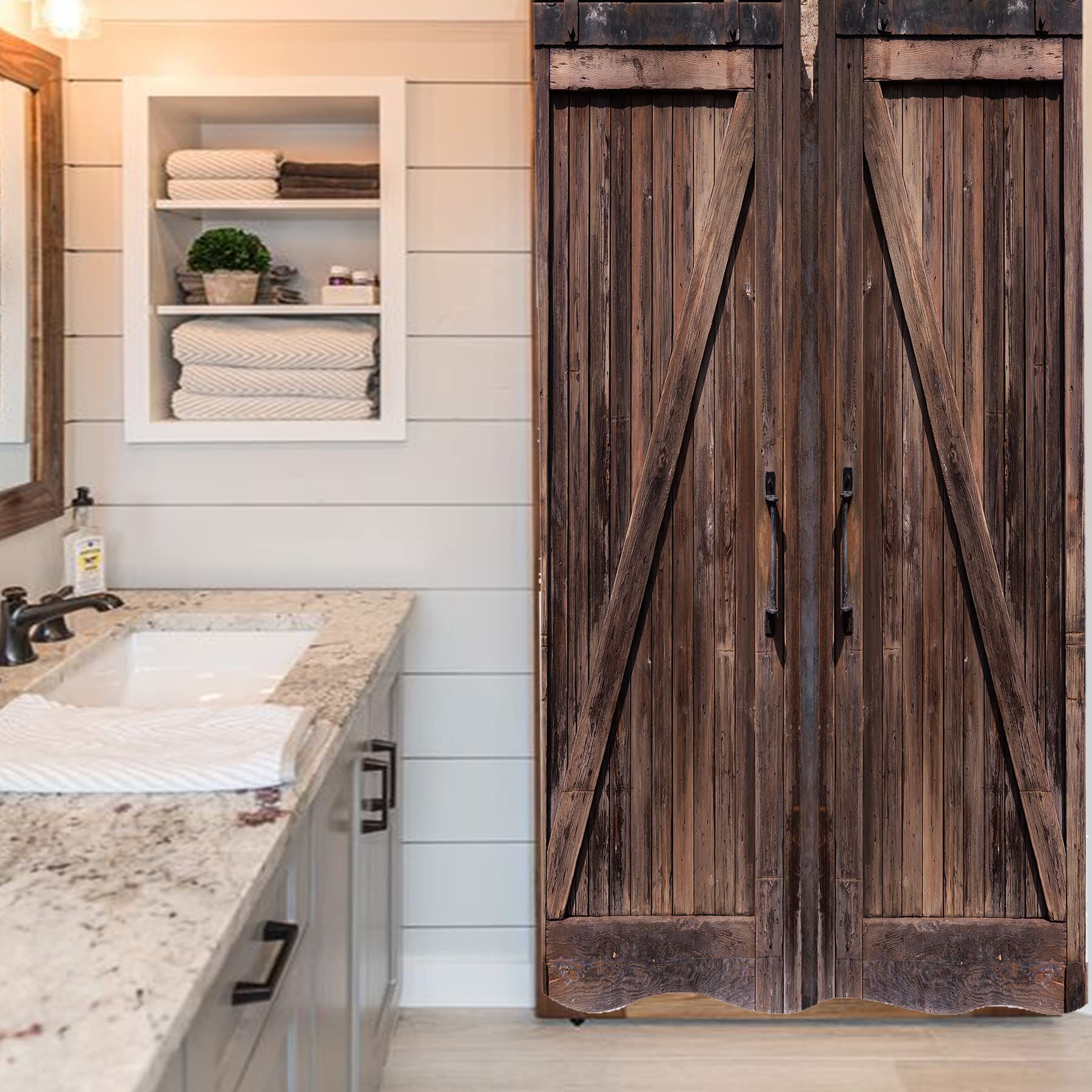 Yookeb Stall Rustic Barn Door Bathroom Shower Curtain 36w By | Desertcart  Seychelles, image size:1800x1800