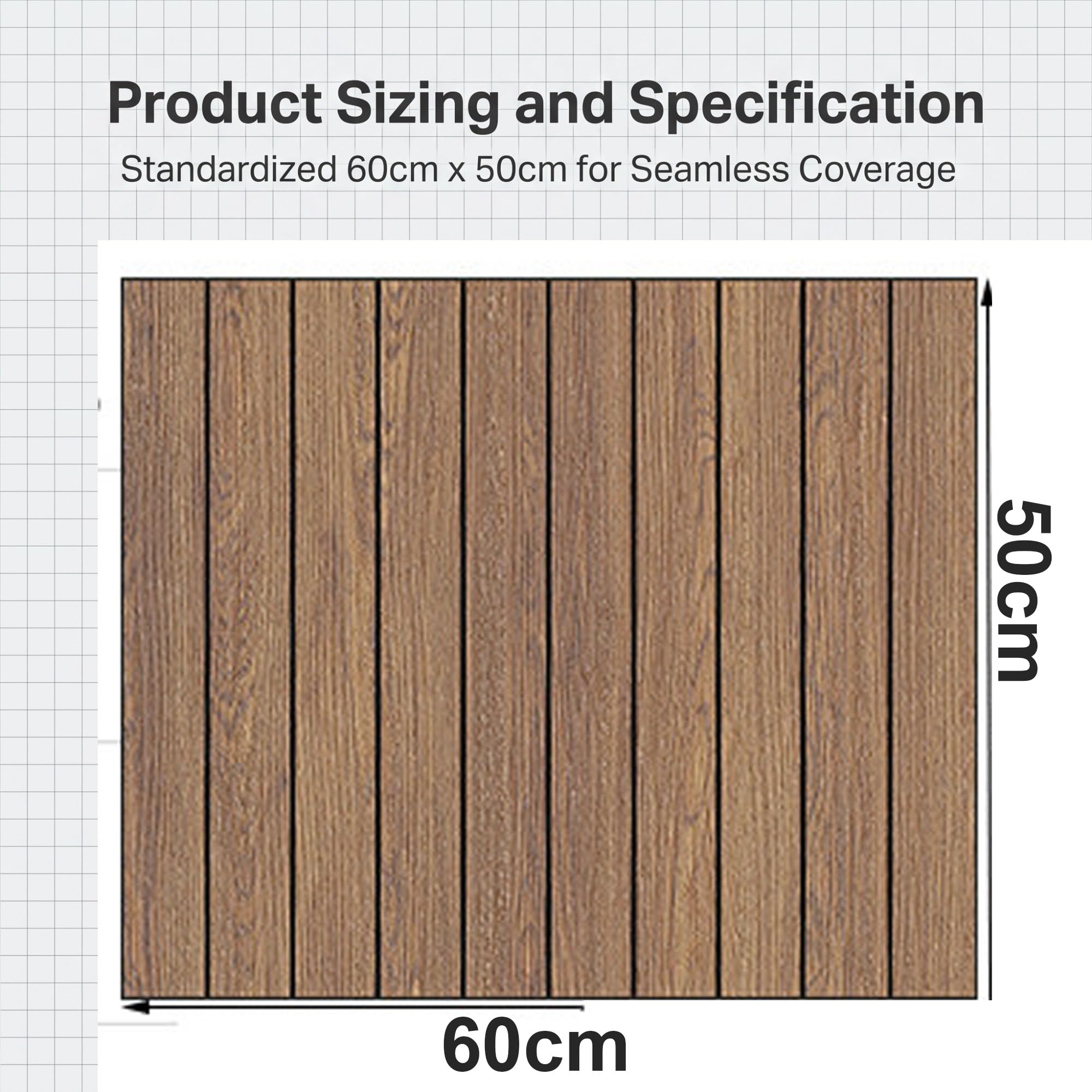 Pannelli Decorativi per Pareti Resistenti ai graffi e Lavabili, Pannelli Adesivi in PVC/IXPE, Panelli Legno per Camere, Soggiorni, Cucine & Bagni 60x50cm(Gray,5 set)