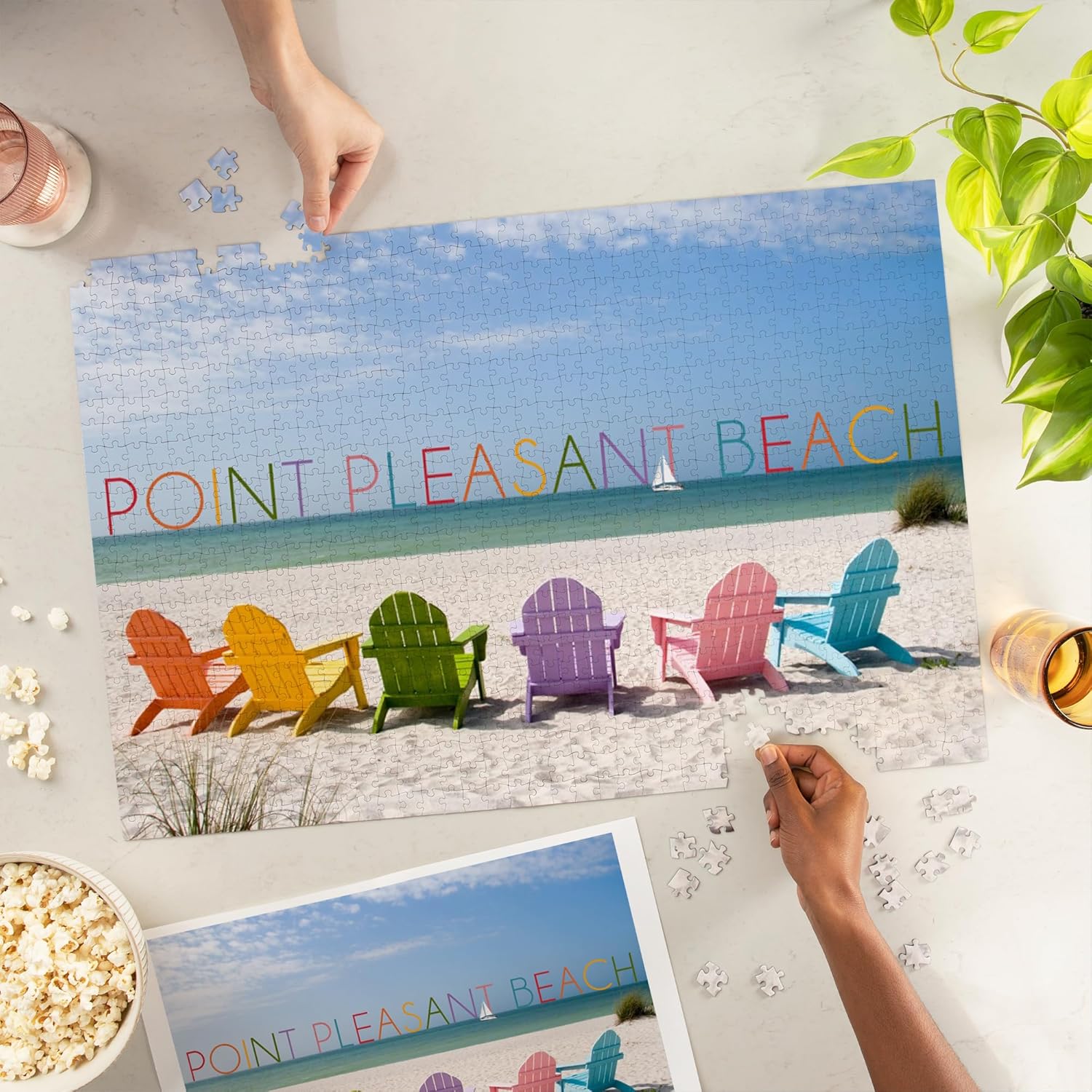 Point Pleasant Beach, New Jersey, Colorful Beach Chairs (1000 Piece Puzzle, Challenging Jigsaw Puzzle for Adults, Made in USA)