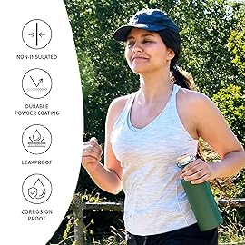 Bambaw 24 oz Stainless Steel Water Bottle, Green, Dishwasher Safe, Non Insulated, No Straw Sage Green