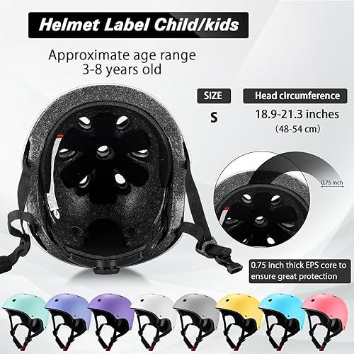 Miniatura 9 de Kingdder 8 Pcs Kids Bike Helmets Bulk, CPSC Certified Toddler Skateboard Helmet Adjustable Kids Bike Helmet Ages 5-8 Years Old Boys Girls for