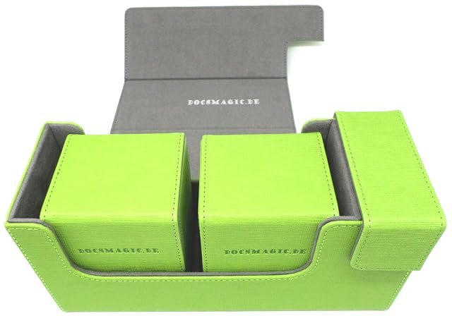docsmagic.de Premium Magnetic Tray Long Box Light Green Small + 2 Flip Boxes - Verde Claro