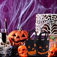 Vista 6 de Elcoho Paquete de 30 bolsas no tejidas de Halloween para pedir dulces o trucos, bolsas de calabaza, bolsas de regalo con asas, recuerdos de fiesta