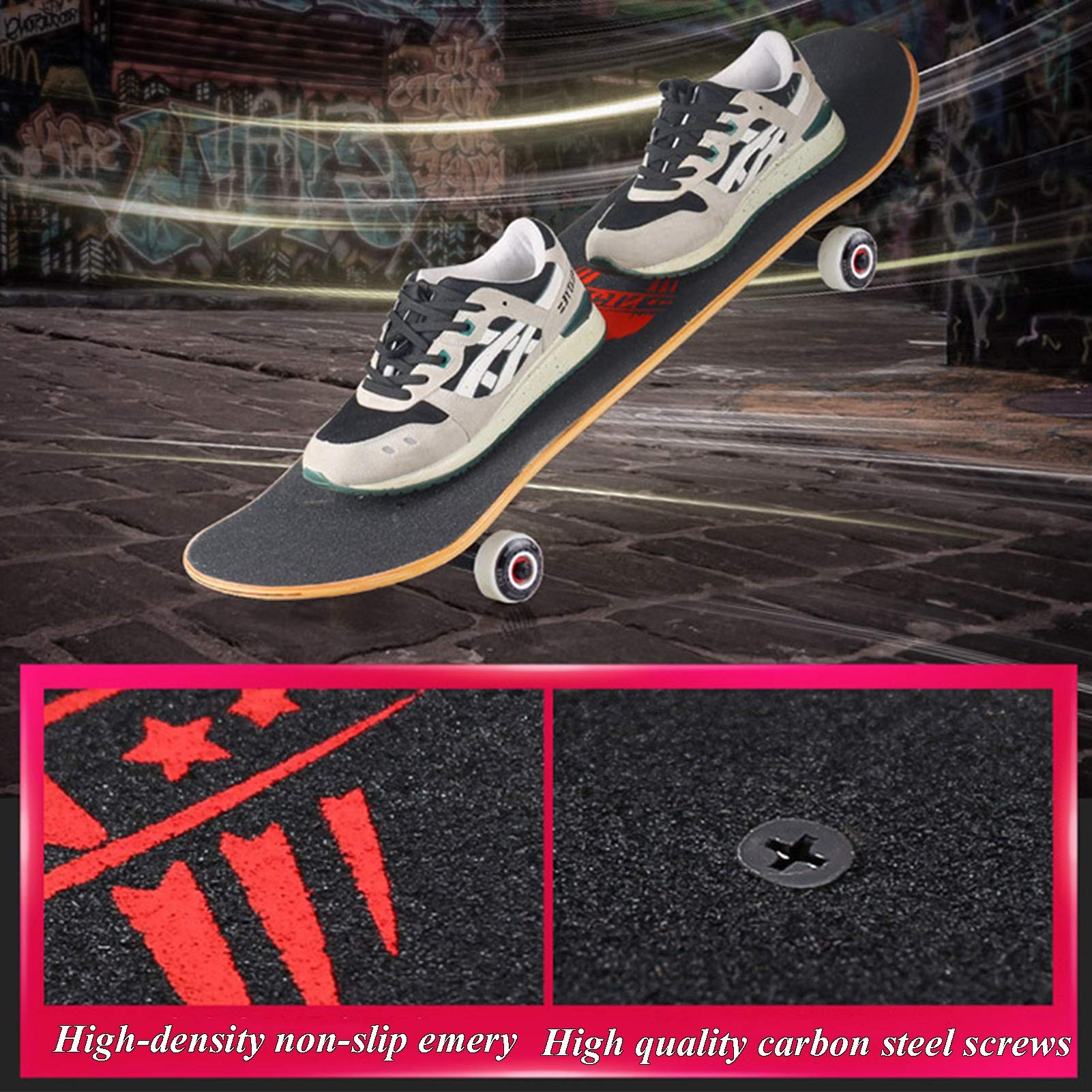 Skateboard Complet pour débutants, Adolescents, Enfants, garçons et Filles, 31" x 8" avec Planche en érable, Cruiser Pro Skateboards Longboards Double Kick Skateboard pour débutants