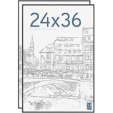 Americanflat 24x35 Poster Frame with Polished Plexiglass - Black Picture Frame - Wide Photo Frames Made of Engineered Wood for Vertical or Horizontal Wall Display - Epic Collection - Black