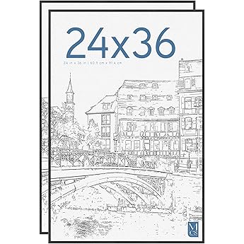 Americanflat 24x35 Poster Frame with Polished Plexiglass - Black Picture Frame - Wide Photo Frames Made of Engineered Wood for Vertical or Horizontal Wall Display - Epic Collection - Black