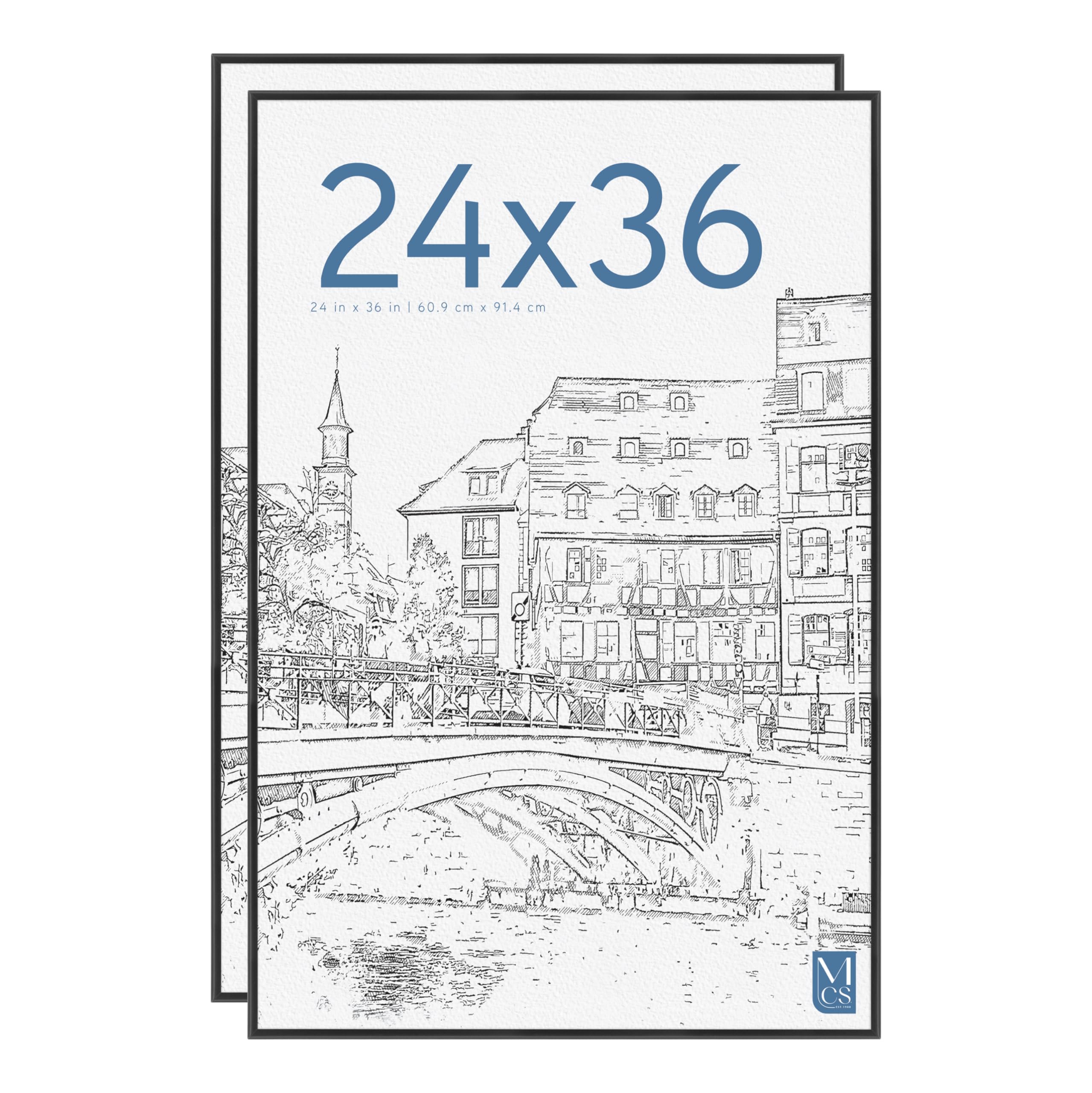 MCS Original Poster Frame 24x36 Black Lightweight Vertical & Horizontal Wall ...