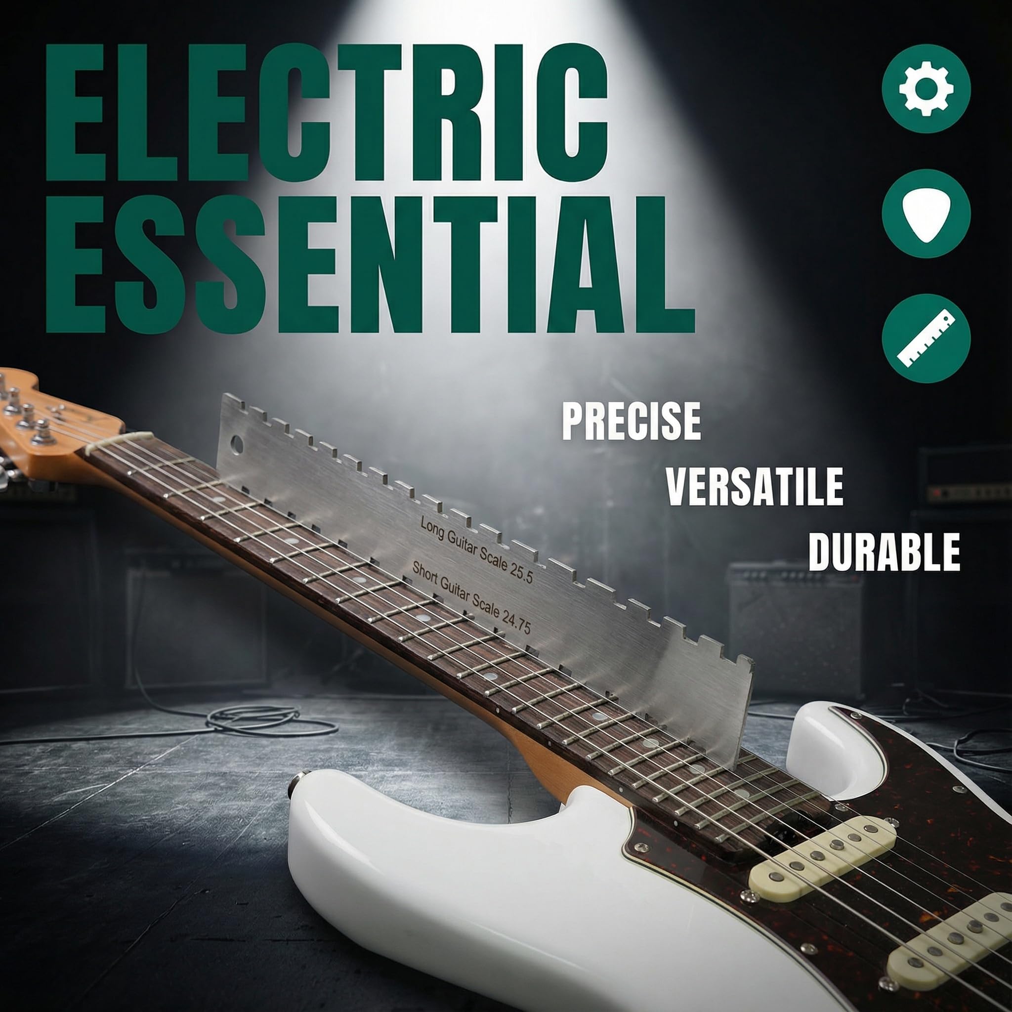 Manche de guitare de 42 cm, Règle Crantée en Acier Inoxydable pour Nivellement du Manche de Guitare