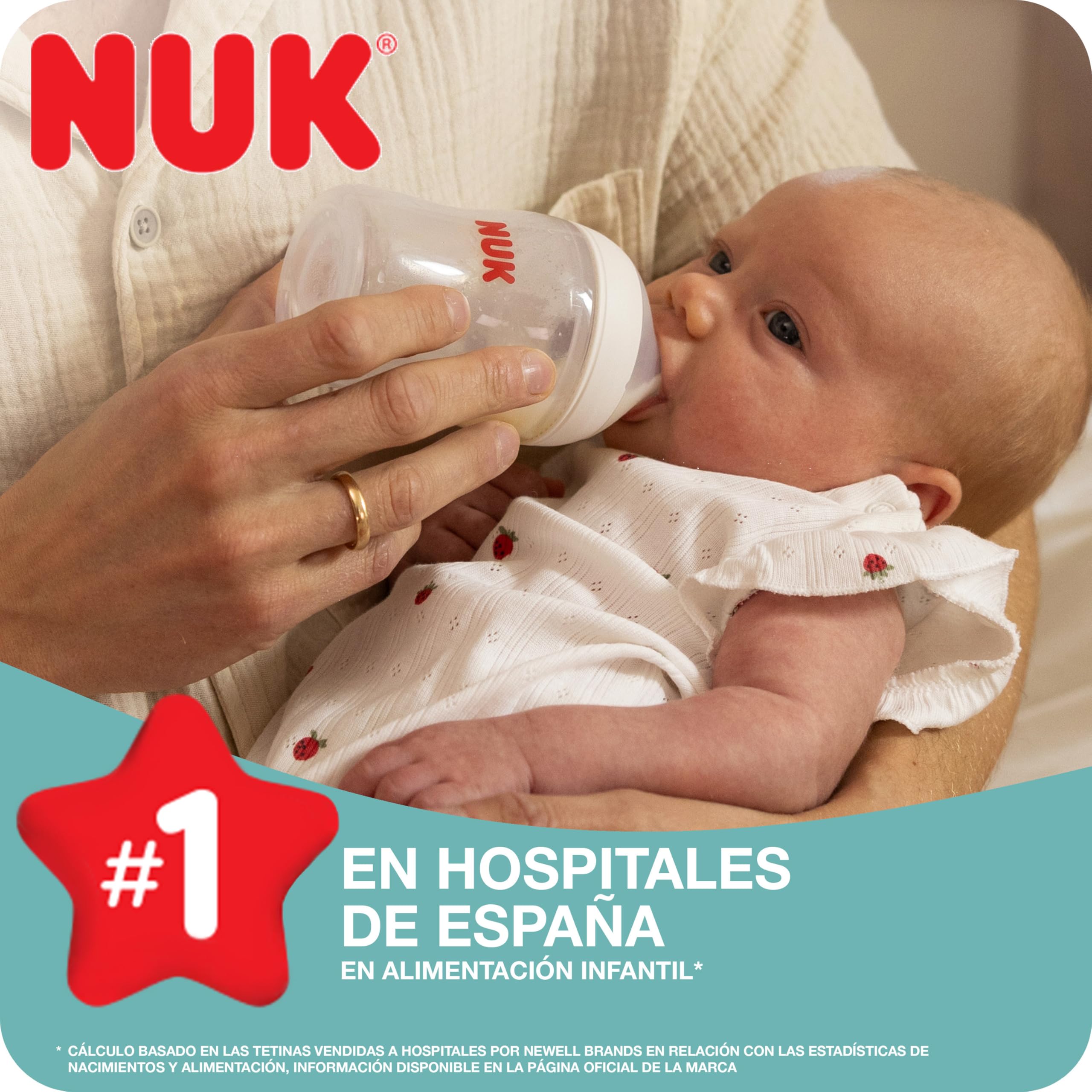 NUK Perfect Match Start Set de Biberones para Recién Nacidos | +0-6 m | Se adapta al bebé como el pecho de mama | 4 biberones anticólico, chupete, escobilla y tetinas | Mickey Mouse Disney | 9 uds.