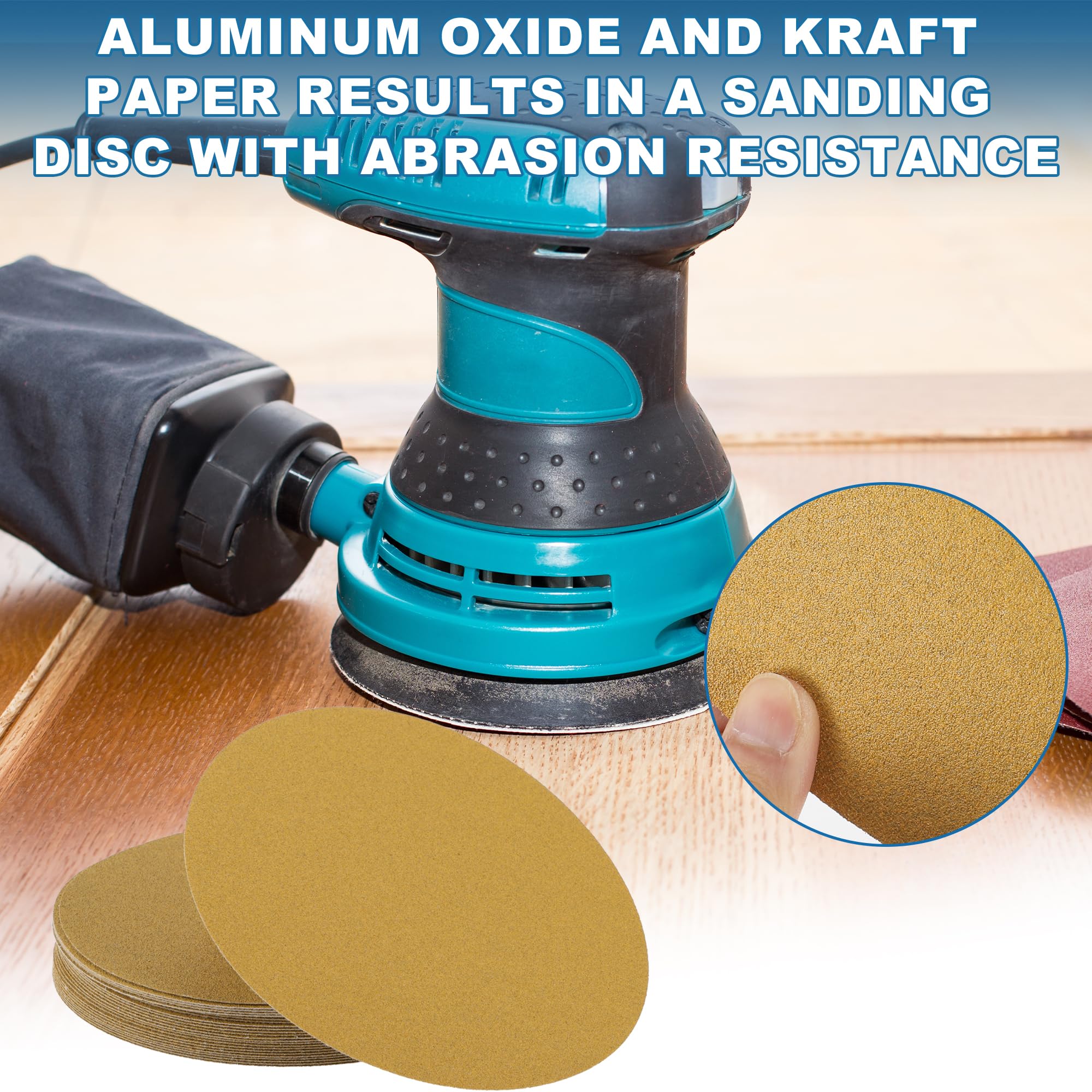 A ABSOPRO Sanding Discs 8 Inch 80 Grit Round Hook and Loop Sandpaper Aluminum Oxide Yellow 25 Pcs, 200mm/8" - Image 2