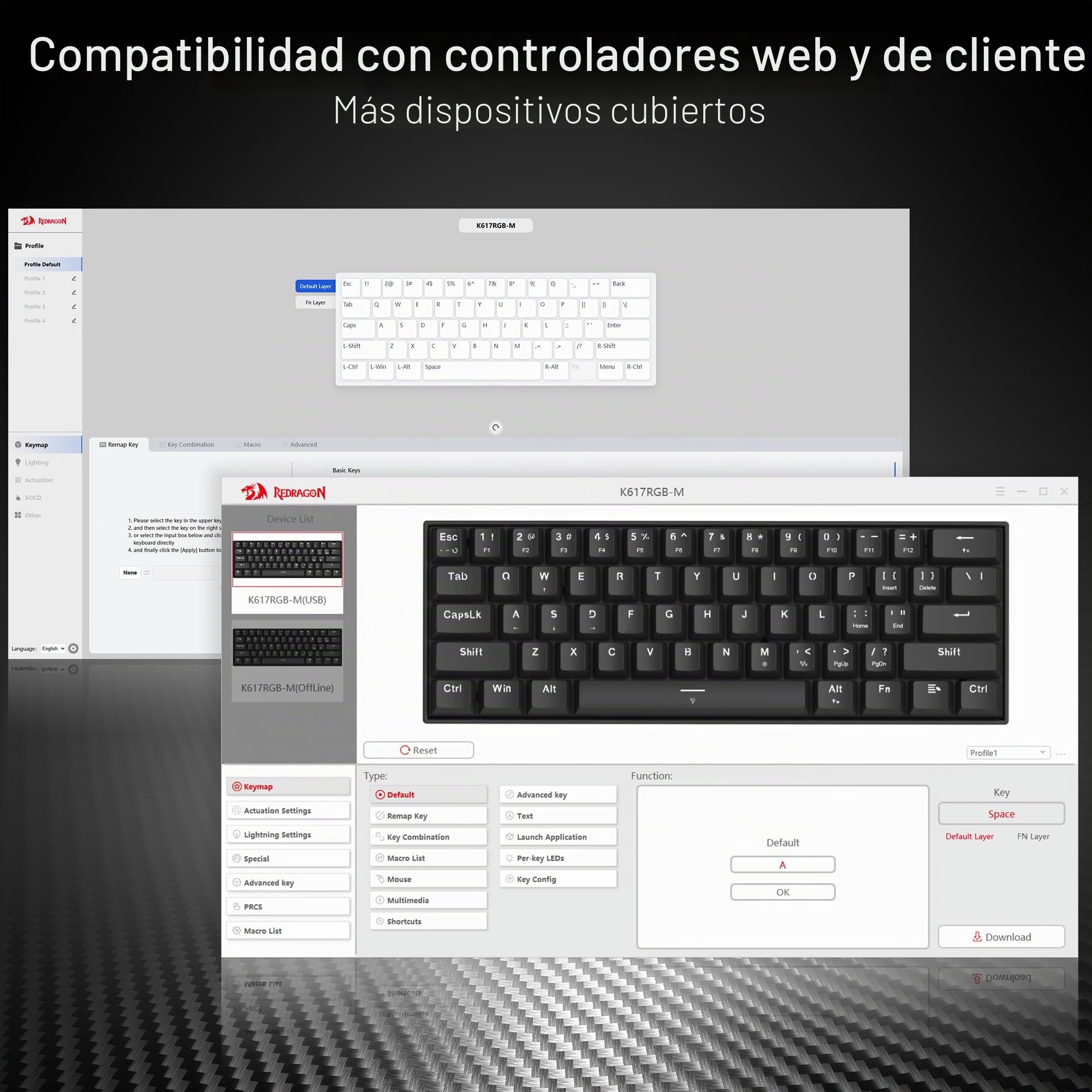 Redragon K617 HE Teclado Mecánico Gaming 60% 61 Teclas Cable Disparo Rápido | Accionamiento Hiperrápido Interruptor Magnético Efecto Hall Punto Accionamiento Ajustable