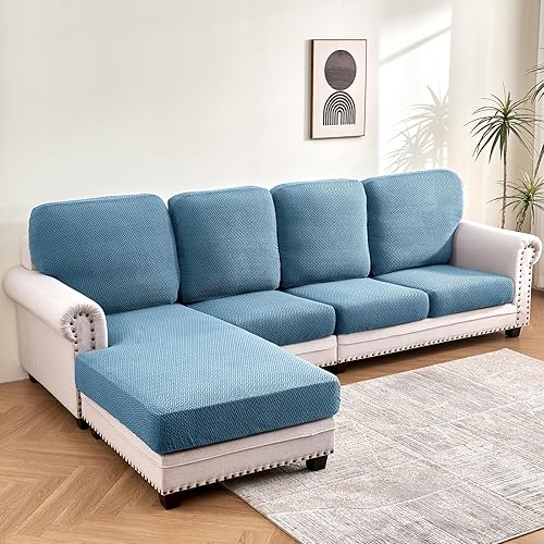 Deep Dream Fundas de sofá para sofá de 2 cojines, funda elástica para sofá modular para perros y mascotas, fundas de sofá en forma de L, color azul,