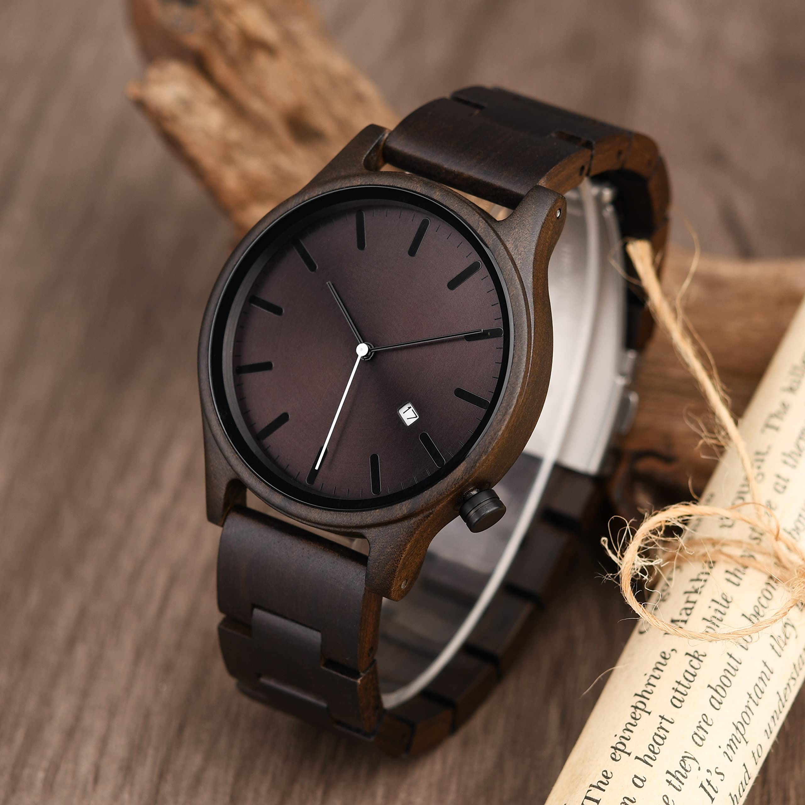 Orologio in legno personalizzato per uomo Orologio in legno casual inciso a mano per la festa del papà Anniversario Orologio per lui